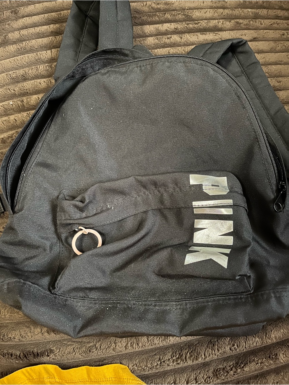 PINK Victoria's Secret Black Mini Backpack with Front Logo Pocket